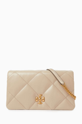 Tory Burch Kira Diamond Quilt Chain Wallet in Leather
