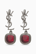 SAINT LAURENT Cassandre Cabochon Earrings in Brass