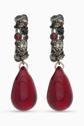 SAINT LAURENT Crystal Hoop Earrings in Brass