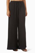 By Malene Birger Pisca Weave Wide-leg Pants in Ramie Blend