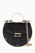 Okhtein Oak Engraved Top-handle Bag in Metallic Leather