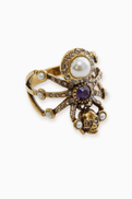 McQueen Spider Crystal Ring in Antique Brass