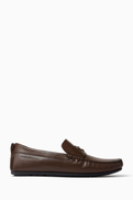 Tommy Hilfiger Logo Driver Loafers in Leather
