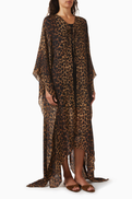 SAINT LAURENT Kaftan in Leopard Wool Twill