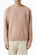 Frame Ribbed Crewneck Sweater in Wool & Silk