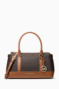 Michael Kors Medium Andie Satchel in Logo-print Canvas