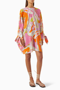 Pucci Orchidee-print Mini Kaftan in Cotton Muslin