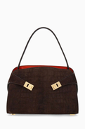 Ferragamo Medium Hug Shoulder Bag in Suede