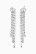 CZ by Kenneth Jay Lane Pear Stud Fringe Earrings in Rhodium-plated Brass