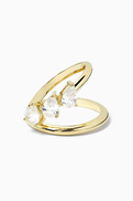 CZ by Kenneth Jay Lane Triple Slant Pear CZ Ring in Gold-plated Brass