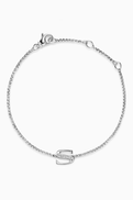 David Yurman Petite Initial Letter S Diamond Chain Bracelet in Sterling Silver