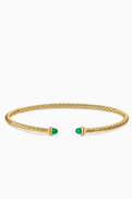 David Yurman Micro Cablespira Flex Emerald Bracelet in 18kt Gold