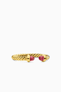 David Yurman Micro Cablespira Ruby Flex Open Ring in 18kt Yellow Gold