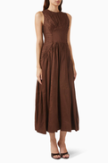 Aje Medea Maxi Dress in Linen Blend