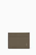 SAINT LAURENT Tiny Cassandre Card Case in Leather