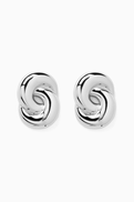 Luv Aj Solstice Knot Stud Earrings in Rhodium-plated Silver