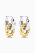 Luv Aj Two-tone Rope Hoop Earrings in Rhodium-plated Brass