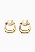 Missoma Button Pearl Statement Drop Earrings in 18kt Gold-Plated Brass