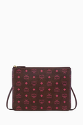 MCM Medium Flat Pouch in Visetos Canvas