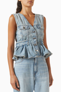 Ganni Peplum Vest in Denim