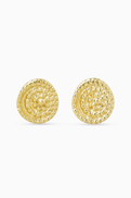 Ysso The Rock Round Stud Earrings in Gold-plated Bronze