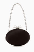 Self-Portrait Oval Chain Clutch in Satin