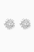 KHAILO SILVER Flower Crystal Stud Earrings in Sterling Silver