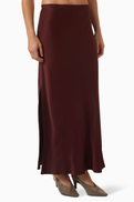Brunello Cucinelli Side-slit Skirt in Satin Cady