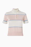 McQueen Ruffle Trim Striped Top