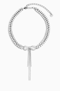 Self-Portrait Double Crystal Bow Choker Necklace