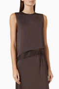 Vince Lace-trim Asymmetric Top in Satin