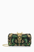 Okhtein Embroidered Soiree Clutch in Brass
