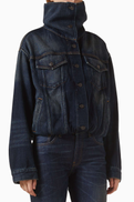 Acne Studios High-neck Cropped Jacket in Denim