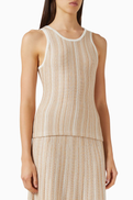 Soft Goat Textured Striped Top in Silk Blend
