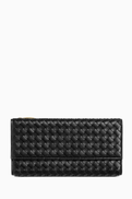 Bottega Veneta Piccolo Long Wallet with Flap in Intrecciato Leather