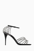 SAINT LAURENT Babylone Crystal Sandals in Leather