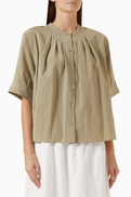 Vince Gathered Shirt in Silk Blend