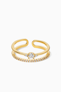 Tai Jewelry Double Band CZ Ring in Gold-plated Brass