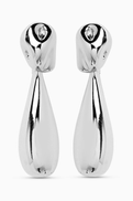 Tai Jewelry Drop Stud Earrings in Silver-tone Brass