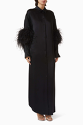 LAPOINTE Feather Long Button-down Shirt in Satin