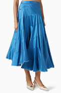 Tory Burch Flared Midi Skirt in Silk