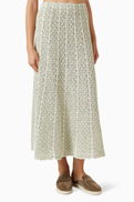 Tory Burch Pleated Knit Midi Skirt in Cotton-blend