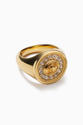 Versace Medusa Crystal Ring in Brass