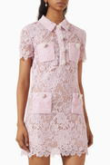 Self-Portrait Button Down Mini Dress in Lace