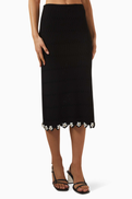 Maje Flower-applique Knit Skirt in Viscose Blend