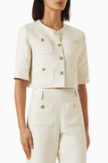 Maje Buttoned Cropped Jacket in Tweed