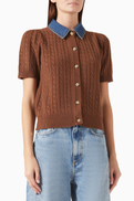 SANDRO Mado Cable-knit Top in Wool Blend