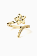 Yoj Meigu Crystal Open Ring in 18kt Gold-plated Metal