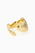 Maje Fish Rhinestone Ring in Brass