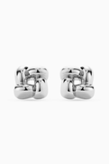 Jenny Bird Medium Woven Square Earrings in Silver-dipped Brass